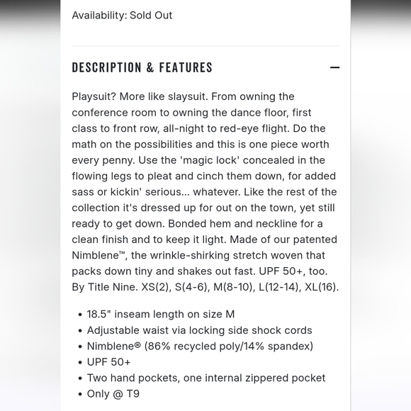 Title Nine Round Trip Sleeveless Women's Teal Blue Jumpsuit Size Small - Picture 15 of 15